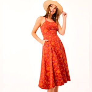 Pact Fit & Flare Midi Dress - Stamp Floral (orange-red) - XXL